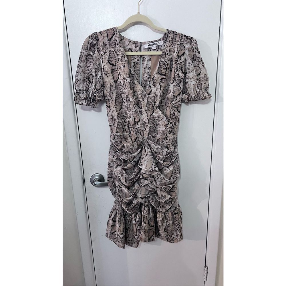 Walter Baker Beige Snake Print Mini Dress